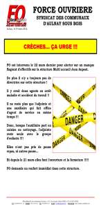 Creche communique Jean Aupest manque effectif