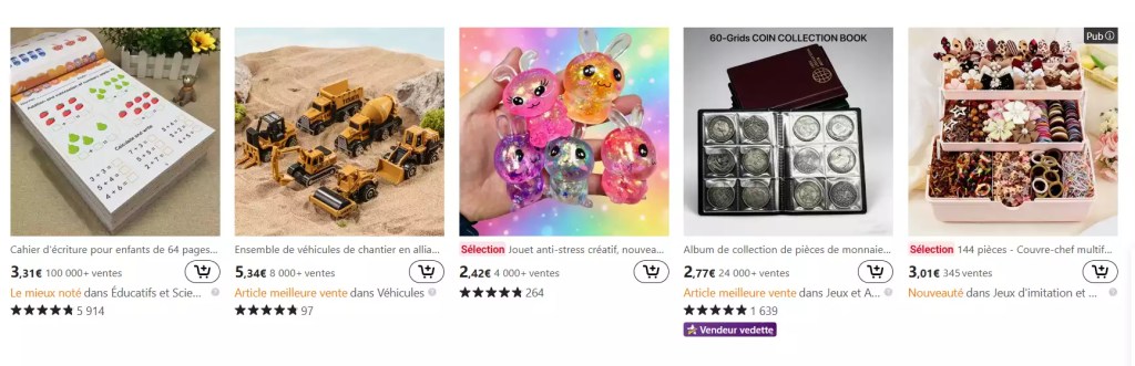Capture d'écran de Temu qui montre la manipulation de la perception des prix