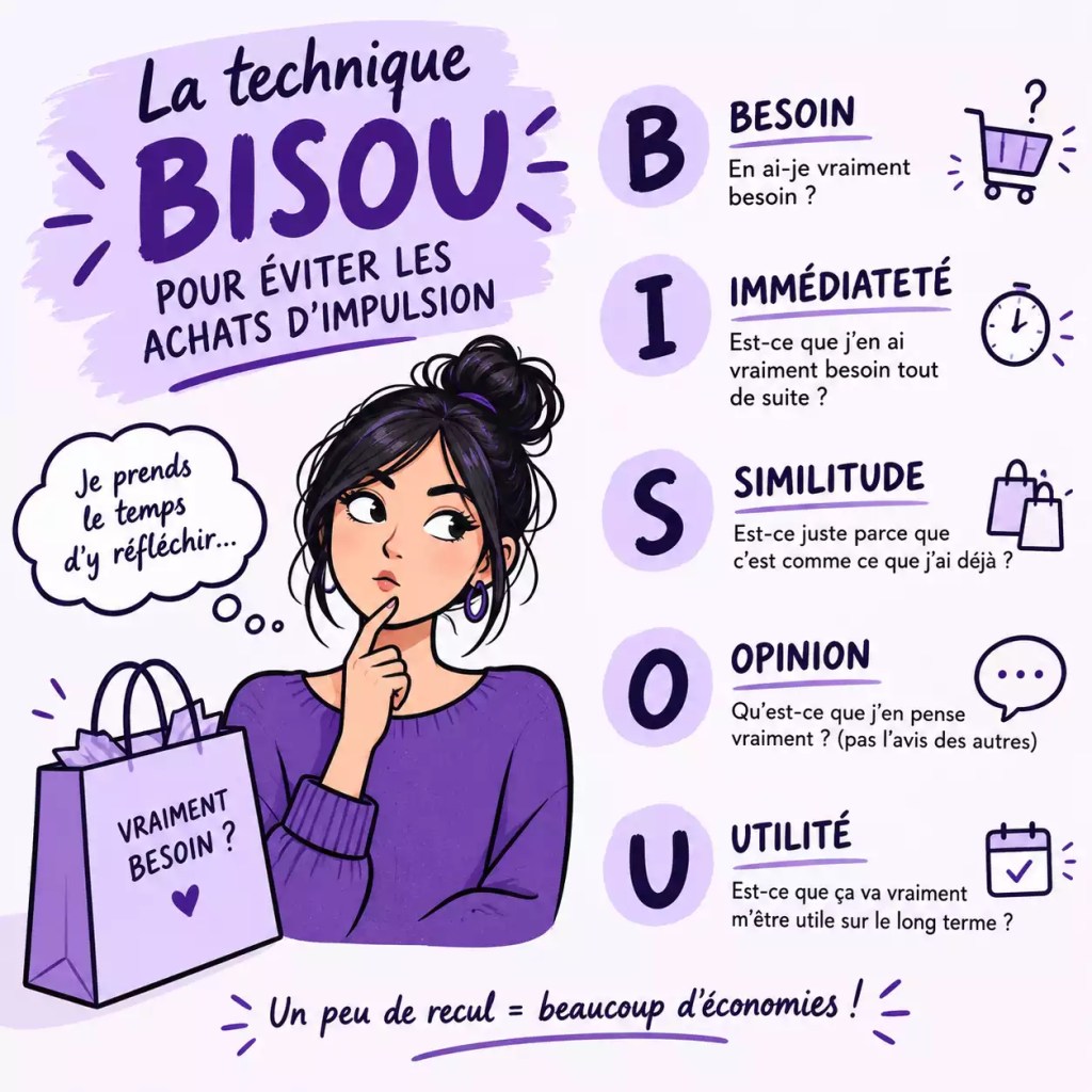 explication de l'acronyme bisou pour éviter les achats impulsifs